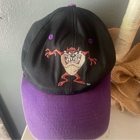 Vintage 1993 TAZ Looney Tunes Tasmanian Devil Snapback Wool Red Baseball Hat Cap - Picture 1 of 7